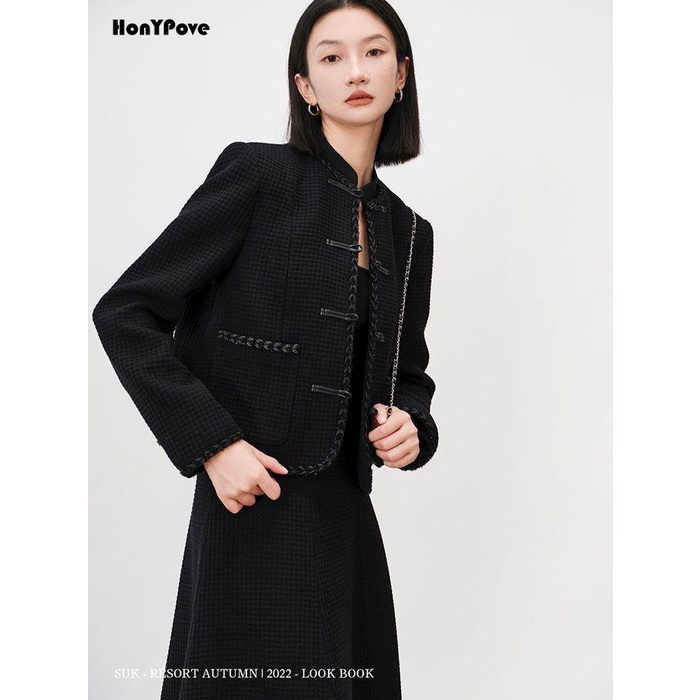 Áo Khoác Blazer Màu Đen Phong Cách Trung Hoa Mới