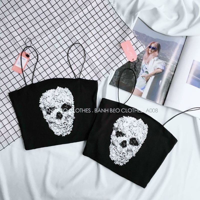 Áo 2 dây in hình đầu lâu