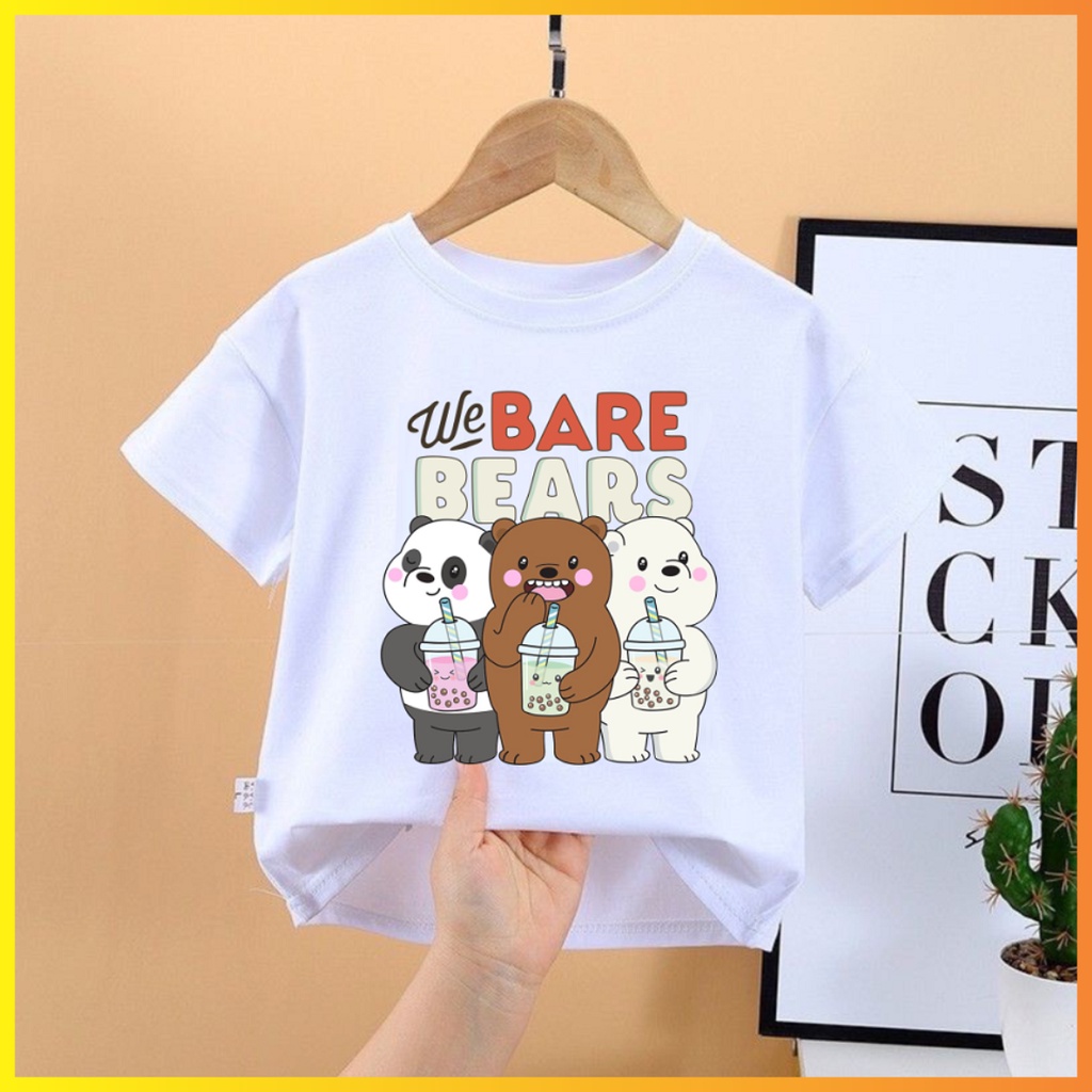 Áo thun trẻ em in hình 3 chú gấu we bare bears cực hot bé trai bé gái