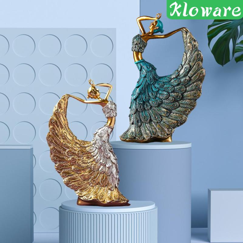 Mô Hình Con Công Nhảy Múa Bằng Nhựa Resin Màu Vàng Trang Trí Nhà Cửa