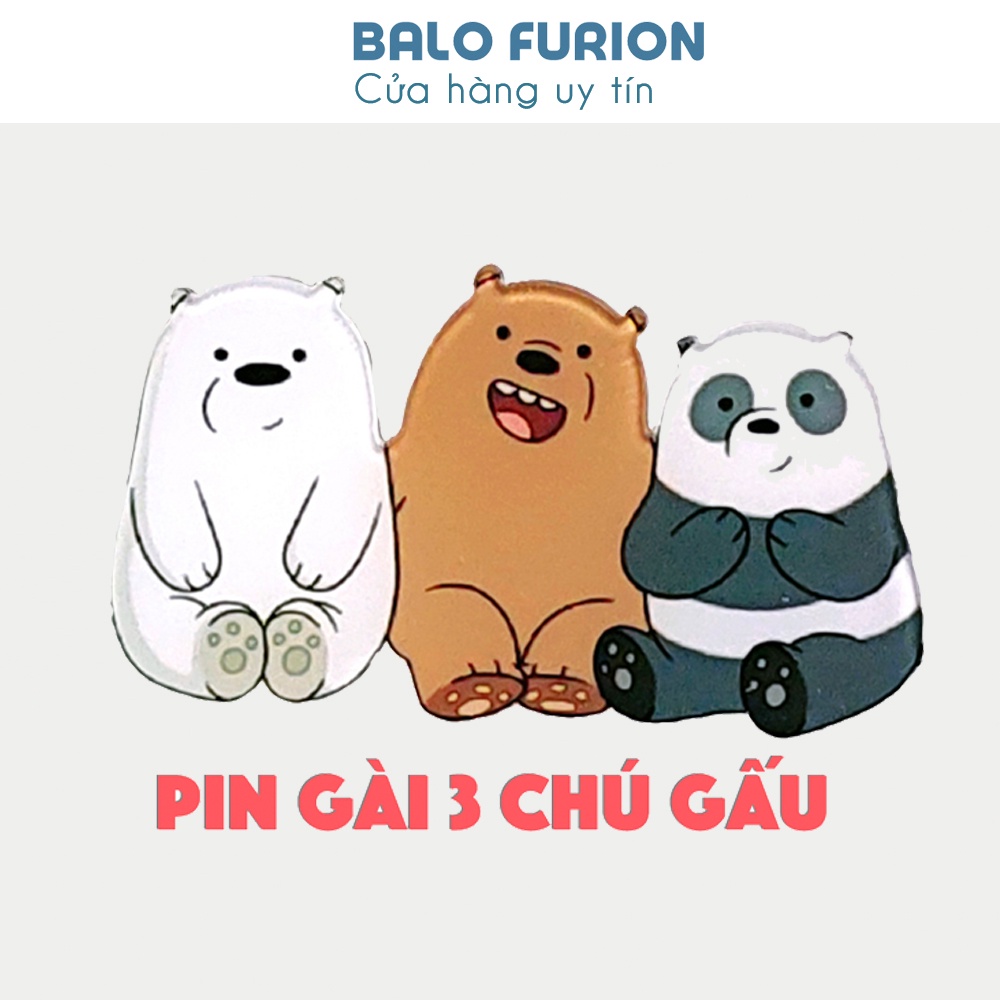 Pin cài balo, cài áo, mũ, giày hình 3 chú gấu