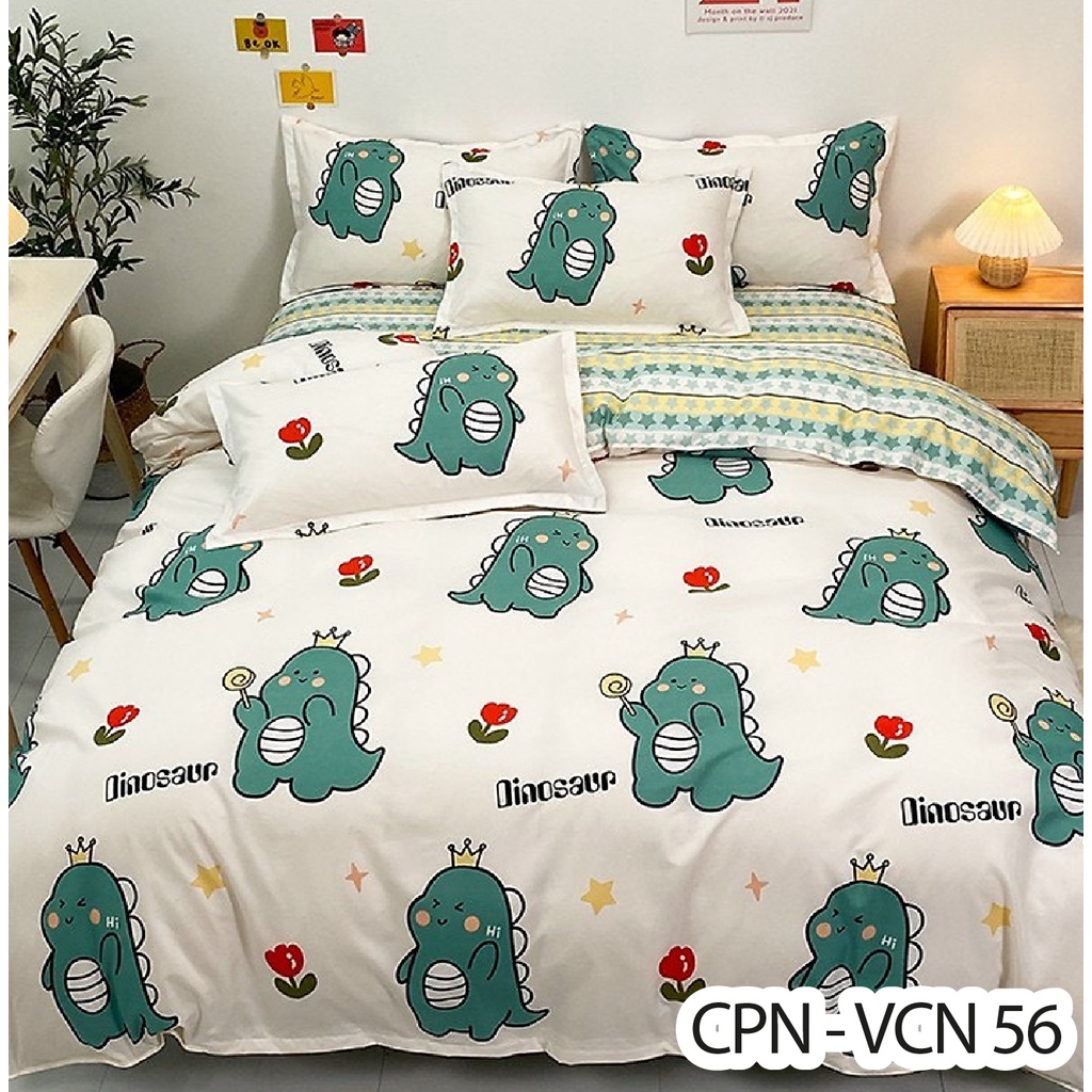 Bộ Chăn Gra Gối Cotton Poly Họa Tiết 3D - Trọn Bộ - Set Vỏ Chăn