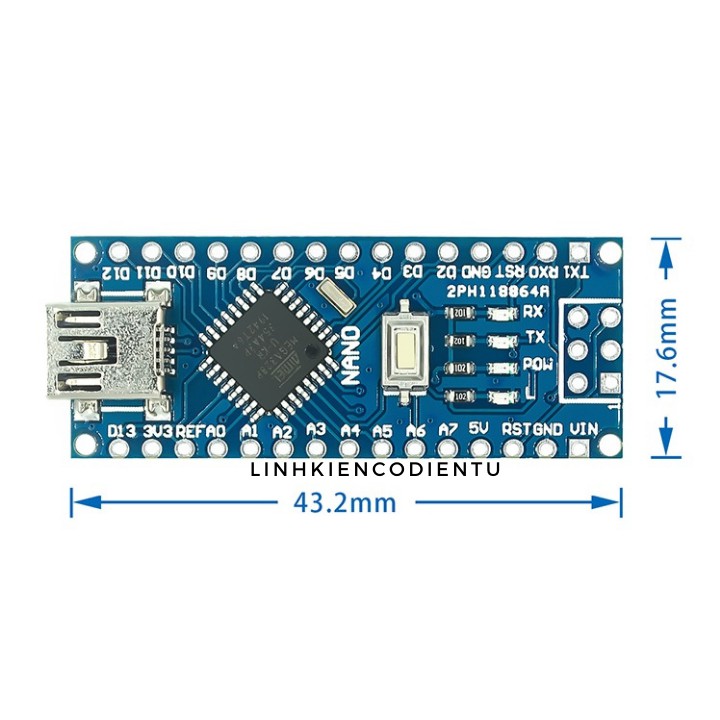 Module arduino NANO V3.0 Atmega328P CH340 kèm cáp USB (board phát triển)