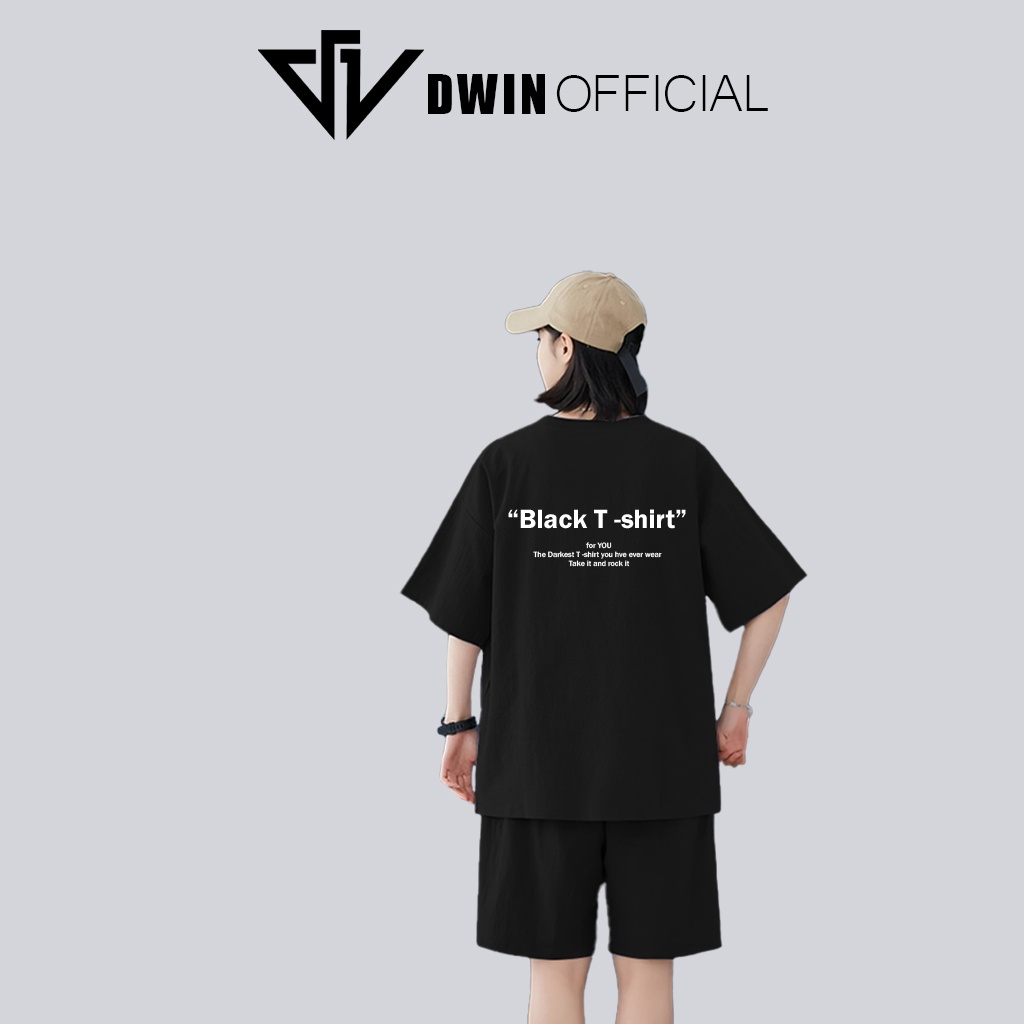 Áo thun unisex black T Shirt thời trang DWin basic tee phông trơn nam nữ tay lỡ oversize form rộng