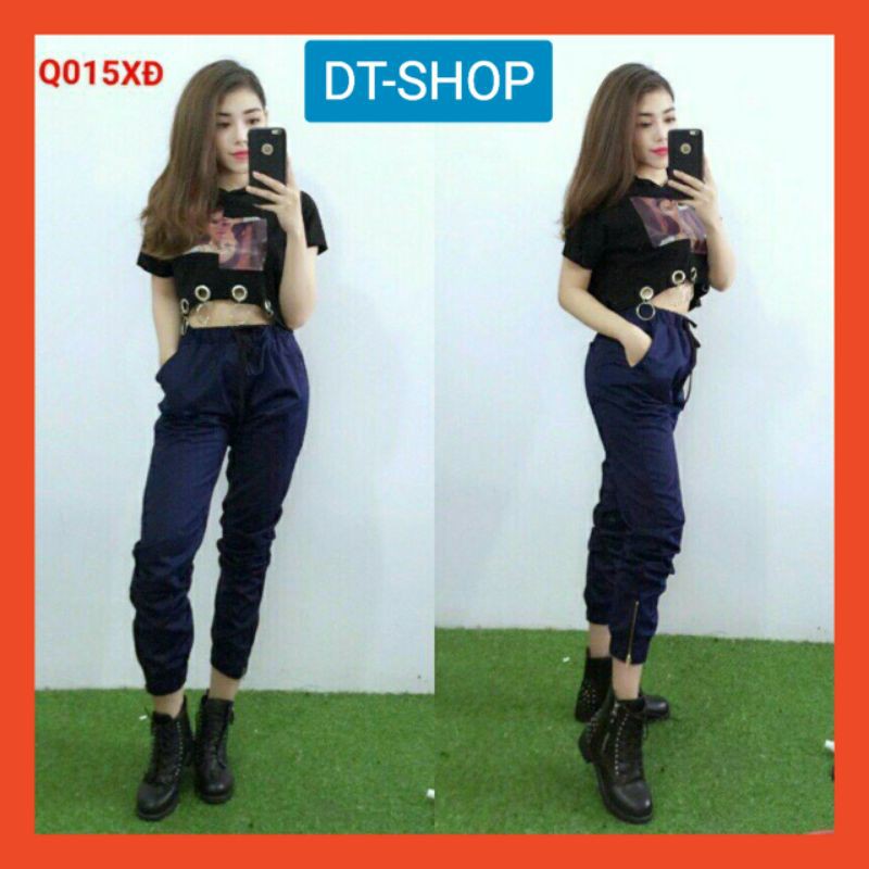 Quần jogger kaki khoá zip nữ cá tính siêu hot DT-SHOP