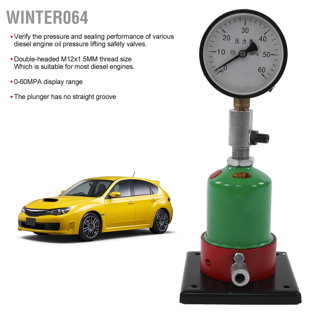 Máy đo áp suất bật vòi phun Diesel 0‑60MPA M12x1.5MM Công cụ ô tô ren kép cho động cơ Winter064