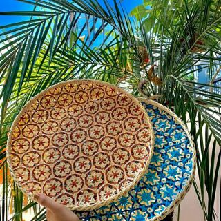 Mẹt tre đan hoa văn size 25cm