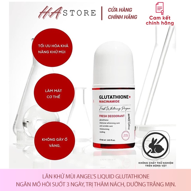 Lăn Khử Mùi Angel's Liquid Glutathione Fresh-Up Whitening Magic Deo Stick 60ml