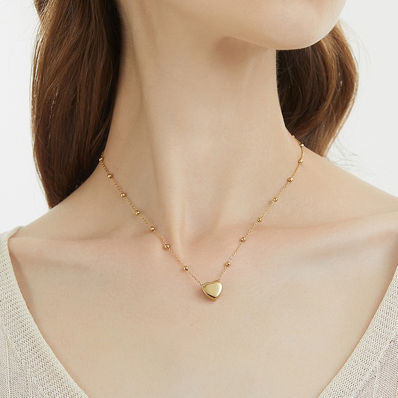 Dây chuyền MAYEBE LAVEND bằng thép titan mạ vàng 18K mặt hình trái tim sang trọng dành cho nữ