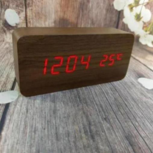 Đồng hồ gỗ led