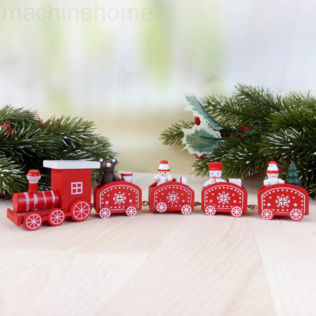 Christmas Wooden Train Farmhouse Rustic Kids Gift Decorations Vintage Handmade Decorative Crafts machinehome