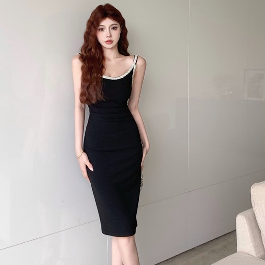 Đầm Hai Dây Dáng Ôm Đính Đá Thời Trang Mùa Hè Phong Cách Hàn Quốc