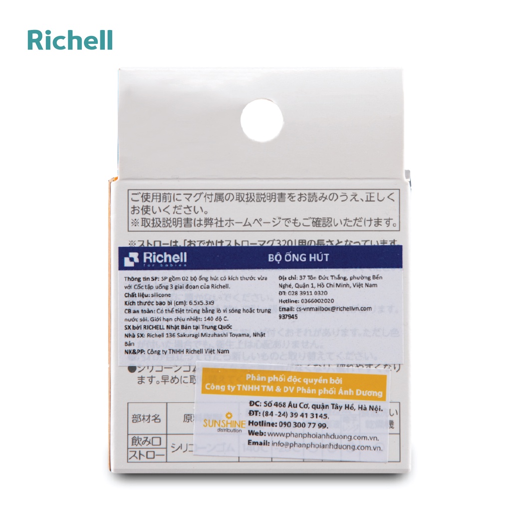 Bộ 2 ống hút thay thế cho cốc tập uống 3 giai đoạn Richell