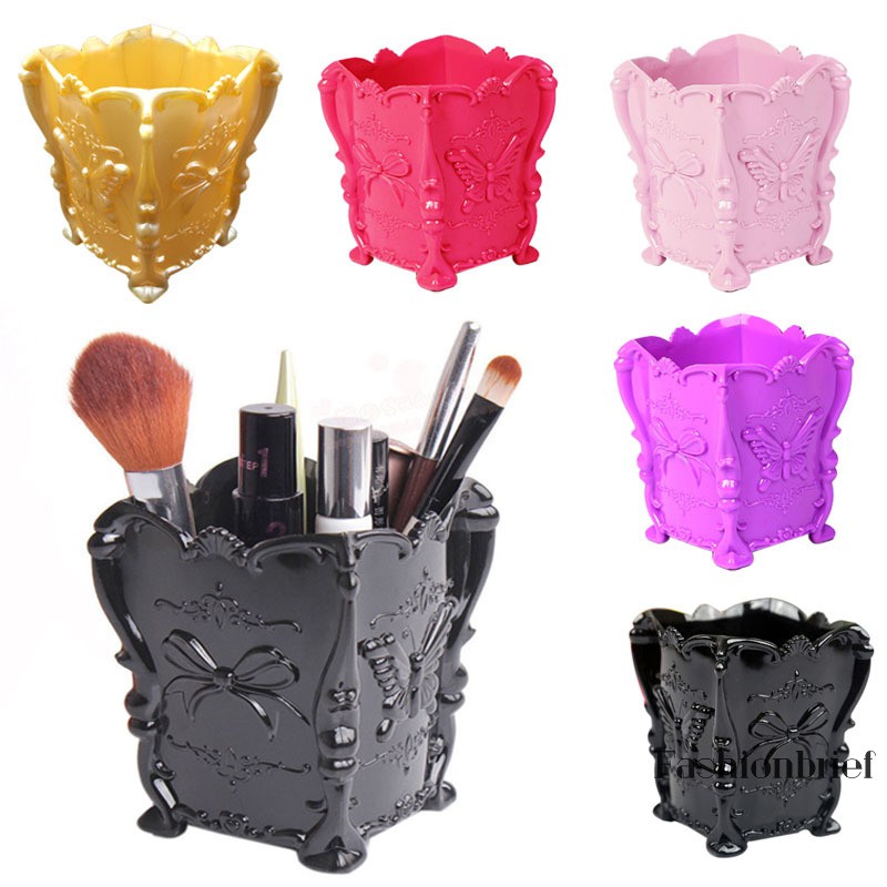 ❤BRIEF Butterfly Pattern Office Home Makeup Brush Storage Box Pencil Pen Holder
