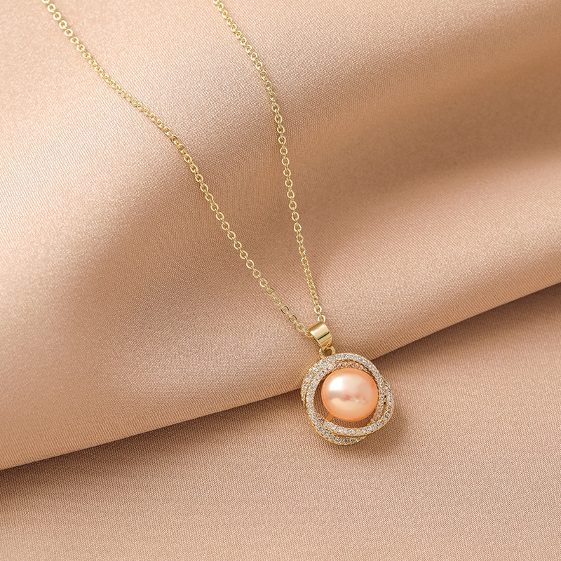 Dây chuyền JIUDUOLAN bằng thép titan đính đá ngọc trai tinh tế thời trang cho nữ