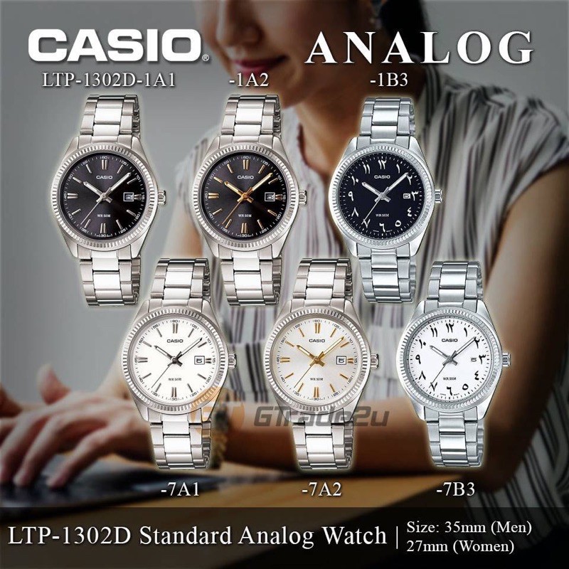 Mặc gì đẹp: [Freeship] Đồng hồ nữ dây kim loại Casio chính hãng Anh Khuê LTP-1302D-7A2VDF