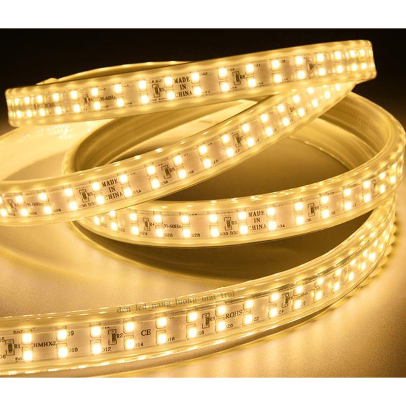 Dây led đôi màu vàng 2835 mạch led sợi đồng bọc vỏ nhựa silicon dẻo - cắt theo m