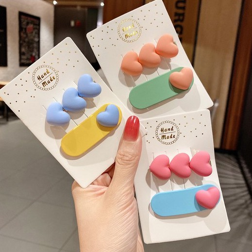 [Mã FAMARAL1 giảm 10K đơn 50K]Set 2 Kẹp tóc hình Trái tim Dễ Thương phong cách Hàn Quốc