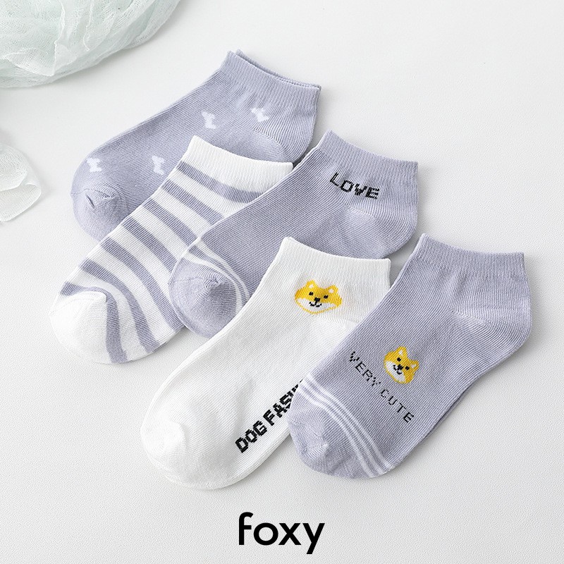 Tất Nữ Cổ Ngắn In Hình Chó Shiba Phong Cách Nhật Bản Foxy - FOS010