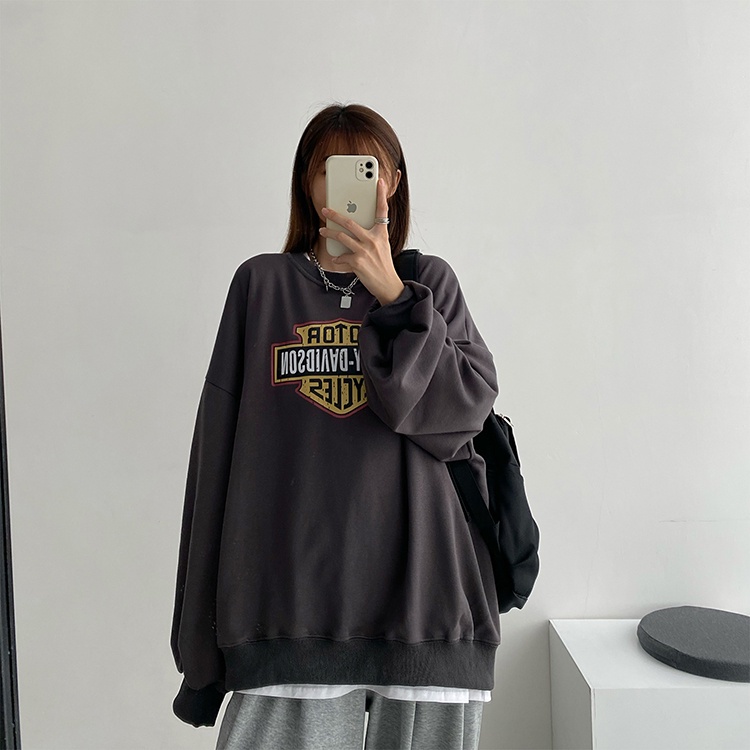 Áo sweater dáng rộng phong cách Harajuku thời trang thu đông mới cho nữ 2021
