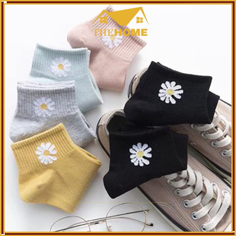 Set 10 Đôi Tất Hoa Cúc Hot Trend Kèm Túi Rút Xịn Sò