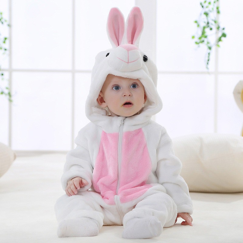 MezyTicky Baby Flannel Trang phục Trẻ mới biết đi bé gái Đồ ngủ hoạt hình Bé trai Quần áo trùm đầu Trẻ em mùa đông ấm áp cho trẻ sơ sinh động vật sang trọng Áo liền quần