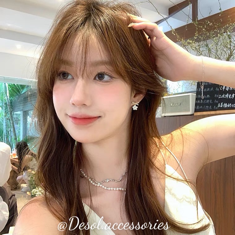 Khuyên tai, bông tai mặt nơ đính đá Mix hoa mơ phong cách Anthea ER107 Desol.accessories
