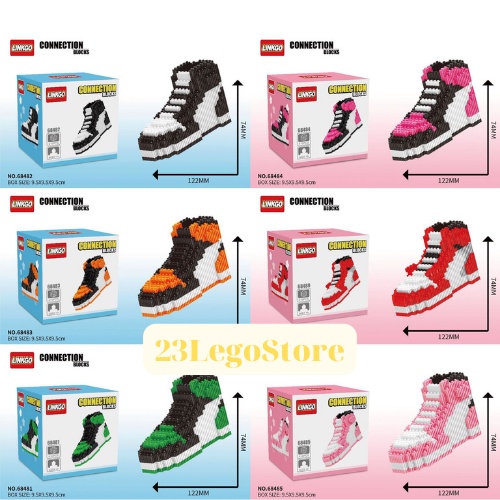 Bộ đồ chơi lắp ghép Giày Sneakers mini cho bé cực ngầu, Đồ chơi lắp ráp giày Sneakers Nike, Adidas hãng Linkgo