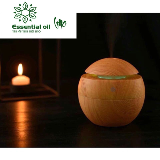 Máy xông tinh dầu vân gỗ sang trọng dạng phun sương tạo ẩm dung tích 120ml