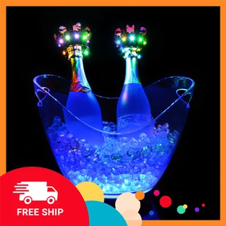 Xô Đá Ướp Lạnh Đồ Uống Hình Thuyền Có Đèn LED