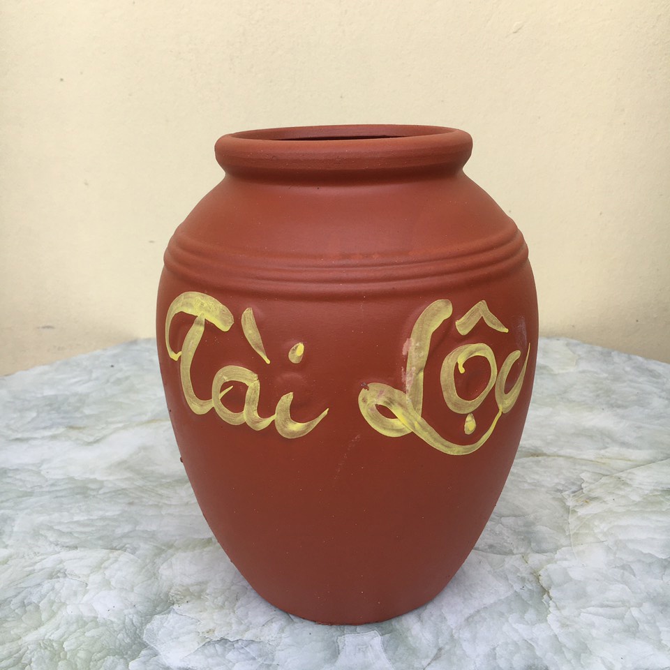 Chậu bonsai Chum dất đỏ Tài lộc đất nung gốm Bát tràng 1 size BM-184