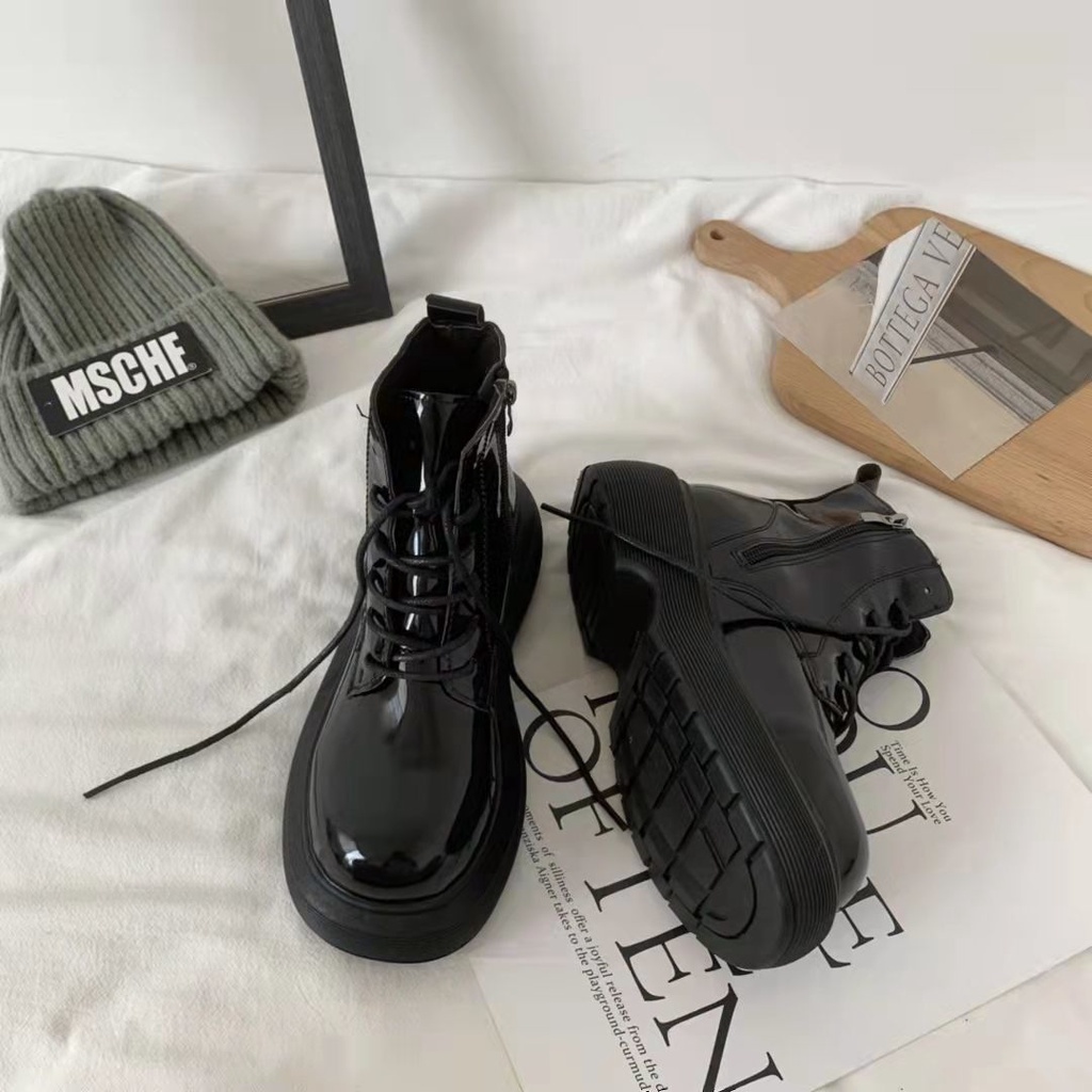 IMAODOU Giày boot martin đế bằng thiết kế mới thời trang thu đông trẻ trung cho nữ