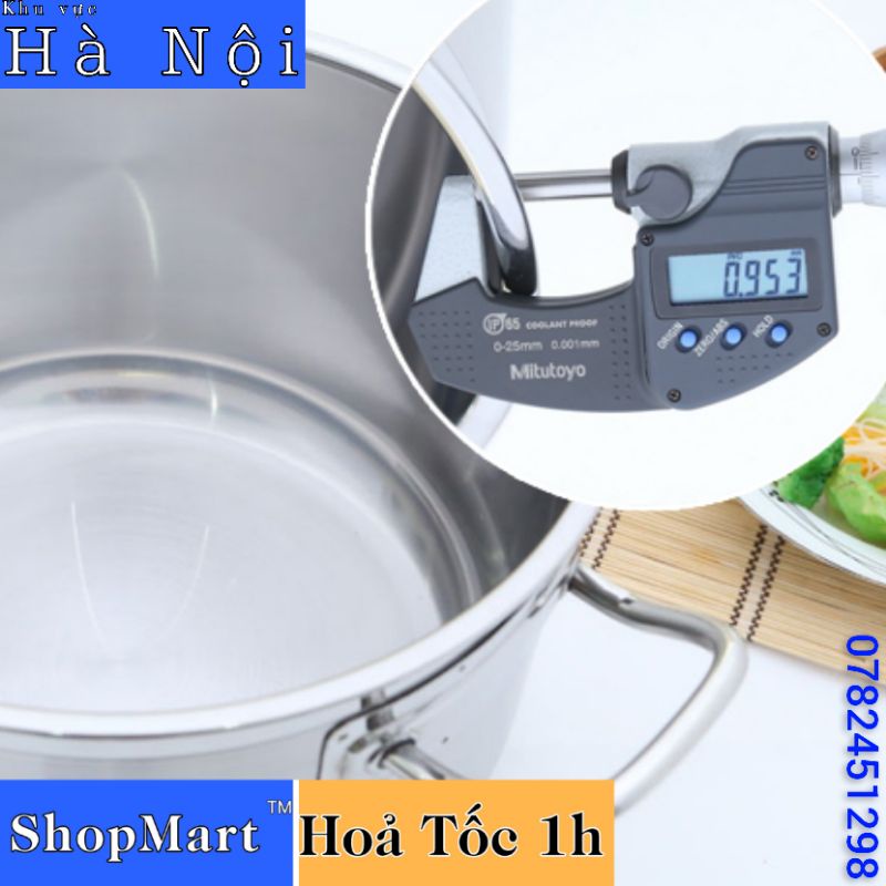 Nồi Inox Bếp Từ 3 Đáy Vung Kính VIETCOOK size 16, 18, 20, 22, 24, 26, 28, 30, 32 cm cao cấp nồi luộc gà