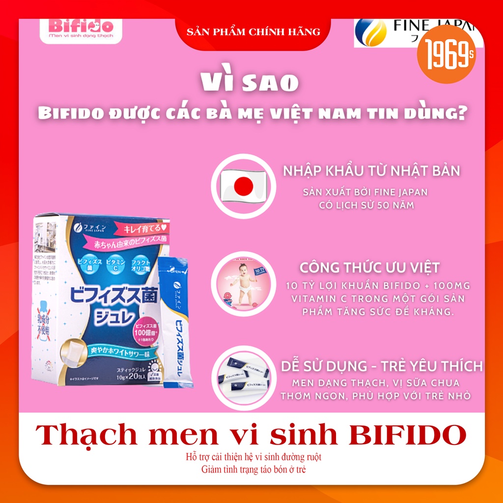 Thạch men vi sinh BIFIDO hỗ trợ giảm triệu chứng rối loạn tiêu hóa, táo bón cho bé