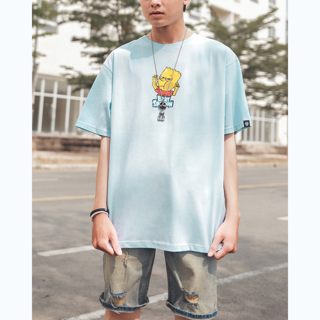 Áo Thun Bart Simpson Màu Xám Chất Liệu Cotton Thoáng Mát