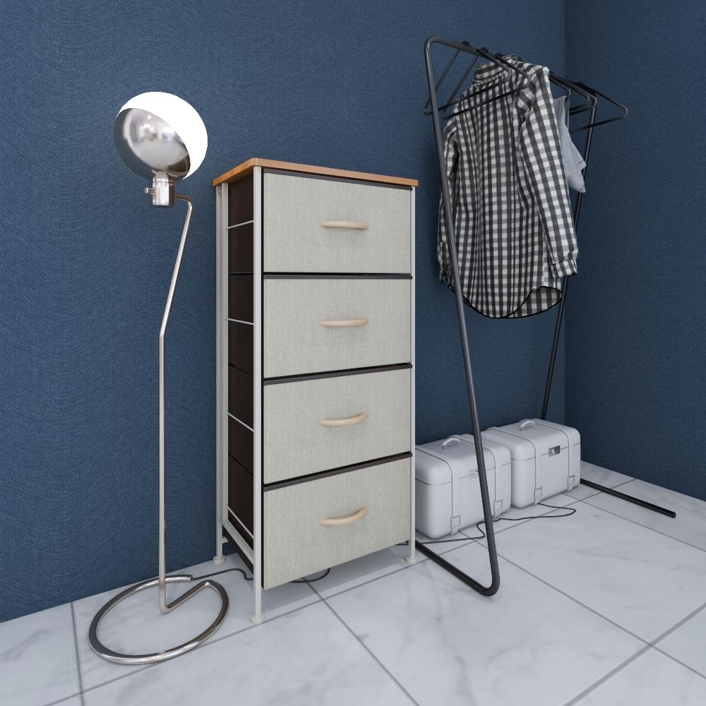 HomeBase STACKO Tủ vải 4 tầng khung thép THYME W45xH98xD30cm màu xám
