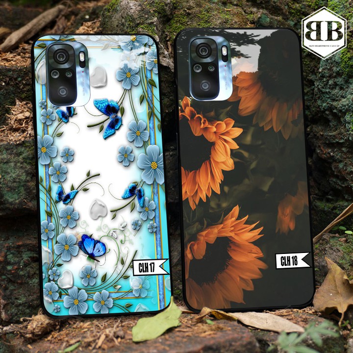 Ốp lưng kính cường lực Xiaomi Redmi Note 10 hình hoa hồng bao đẹp,bao phê