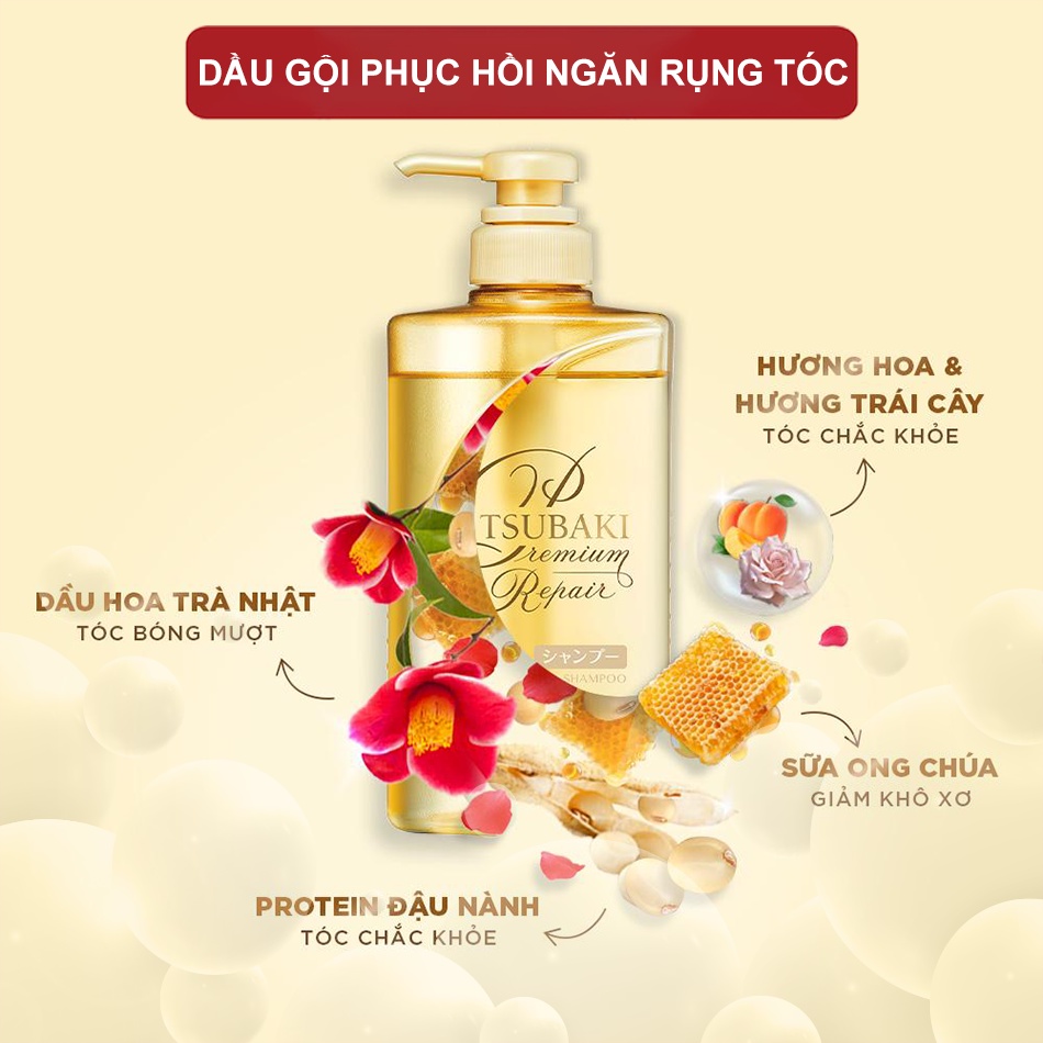 Combo gội xả - Dầu gội Tsubaki Dưỡng tóc bóng mượt & Phục hồi ngăn rụng tóc