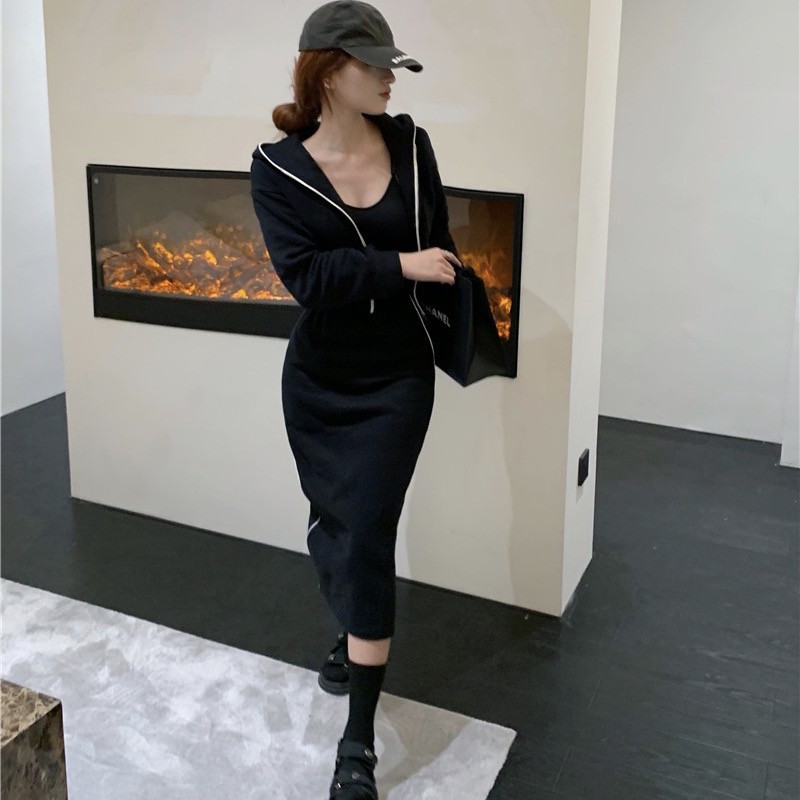 A28 Set Áo Kèm Váy Chân Váy Dài Ôm Thời Trang Thu Đông