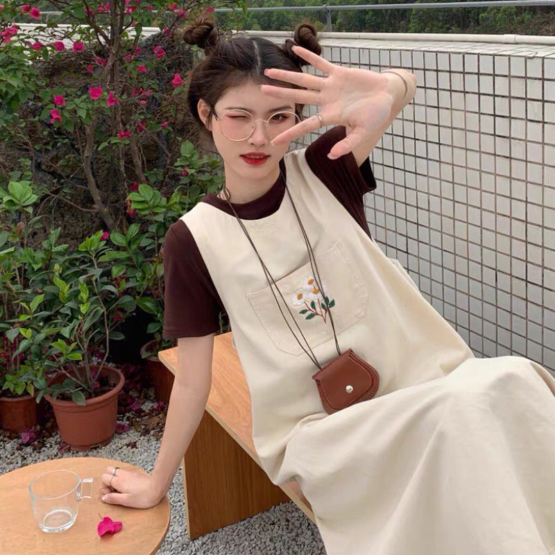 VÁY YẾM Ulzzang dáng dài màu vintage Hàn Quốc siêu xinh
