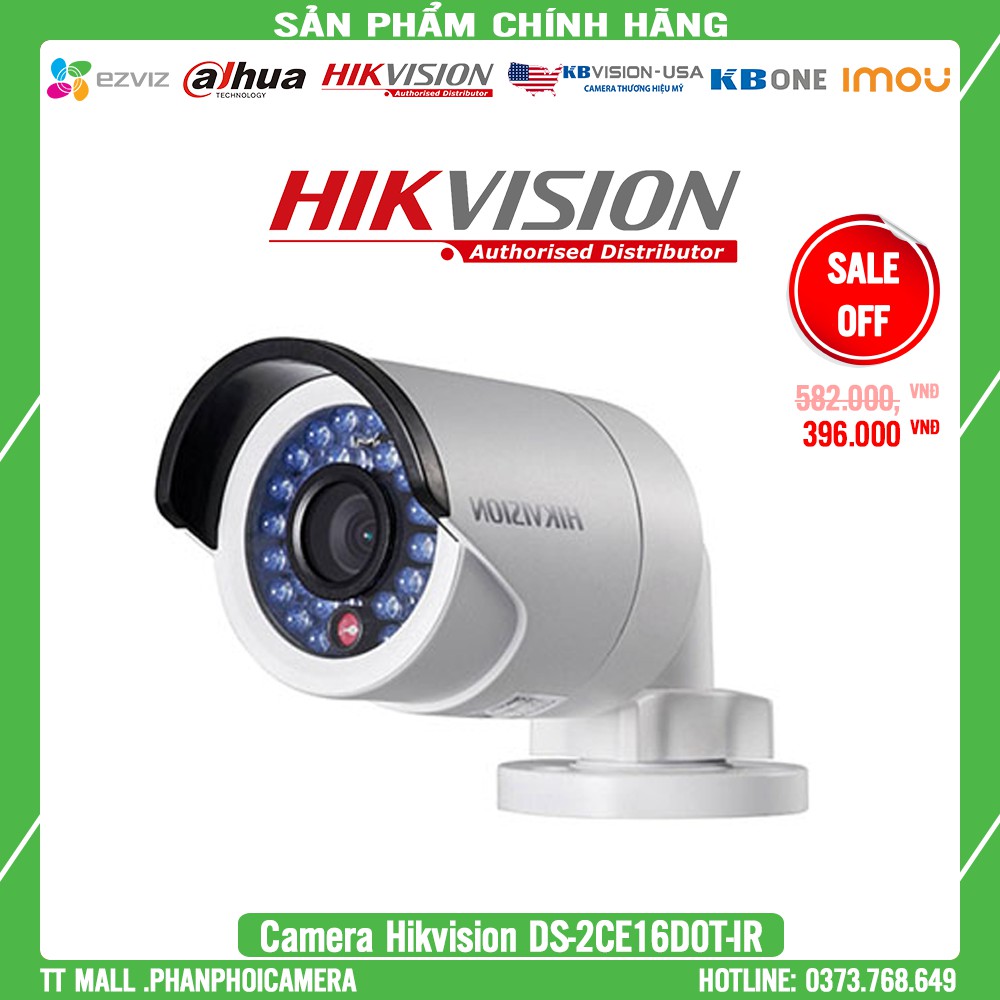 [Giá Rẻ Vổ Địch]Camera HDTVI 2MP thân hồng ngoại Hikvision DS-2CE16D0T-IR - BH 2 Năm Chính Hãng