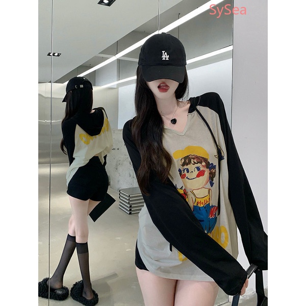 Áo Thun Tay Dài In Hình Hoạt Hình Plus size