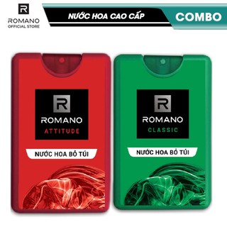 Combo 2 Chai Nước Hoa Bỏ túi Romano Classic & Romano Attitude (18ml*2)