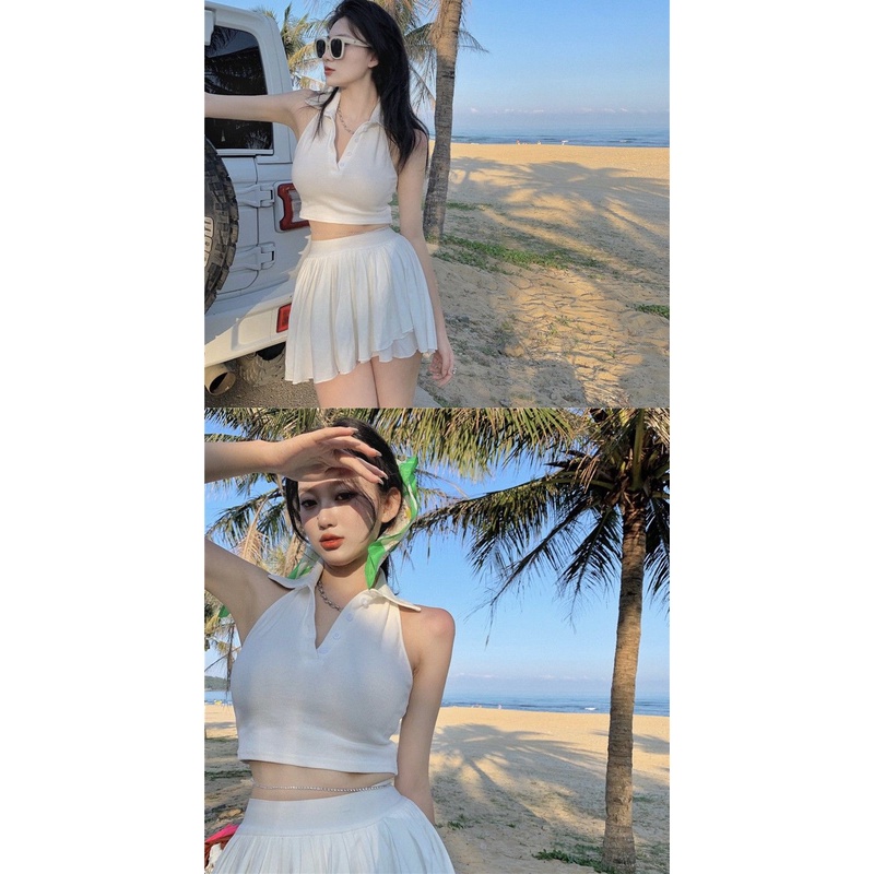 Áo yếm ngắn dệt kim thiết kế quyến rũ cho nữ