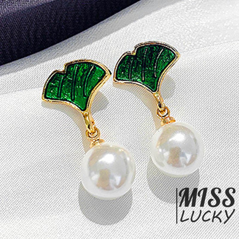 Cặp khuyên tai bạc 925 phối ngọc trai giả phong cách Pháp thời trang