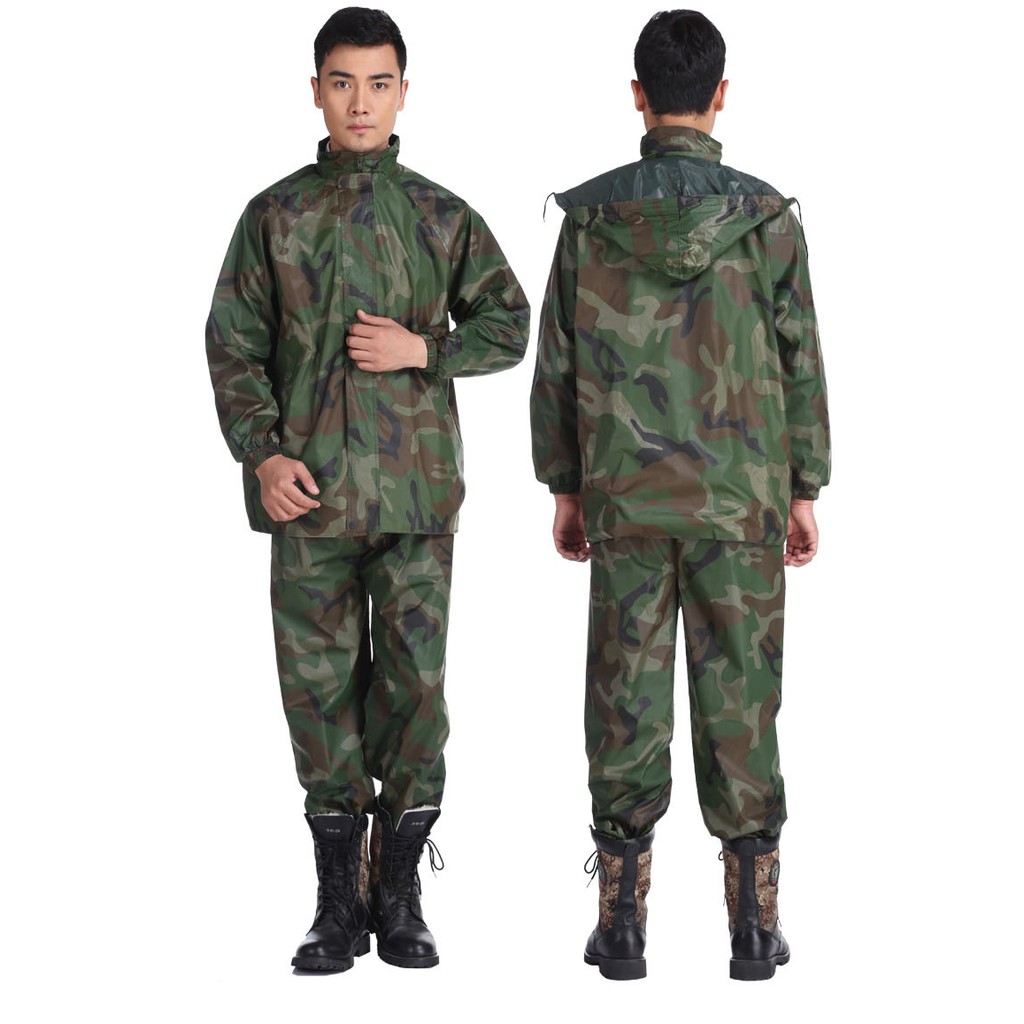 Áo mưa bộ Camo Vải Dù siêu bền RAVEN kèm túi đựng