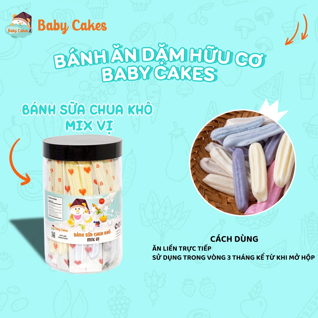 Bánh ăn dặm sữa chua khô Baby Cakes 800ml cho bé từ 6 tháng tuổi vị rau củ cung cấp dinh dưỡng