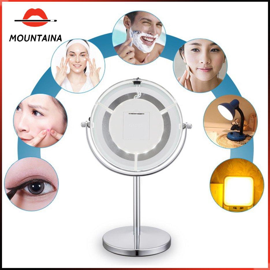 【m】 5X Magnification Facial Makeup Cosmetic Mirror Round LED Light Makeup Mirror