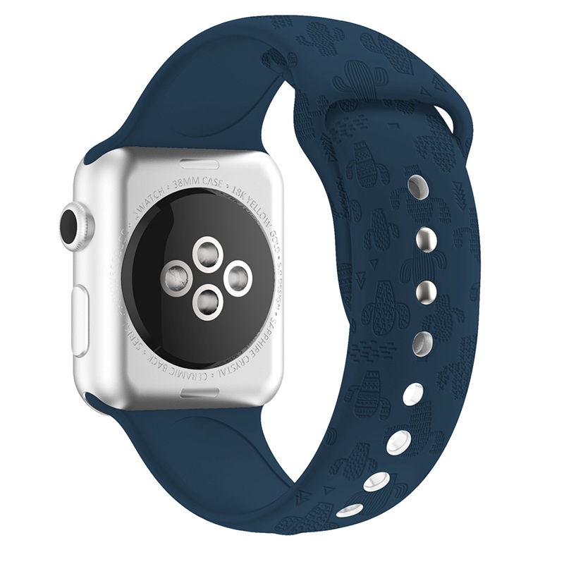 Dây Đeo Silicone In Nổi Hình Cây Xương Rồng Cho Đồng Hồ Thông Minh Smart Watch Series 7 Band 45mm 41mm 44mm 40mm IWatch 6 5 4 3 2 1 38 Mm 42 Mm