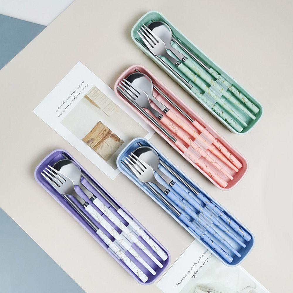 Bộ 3 Món Muỗng Đũa Nĩa Di Động Có Thể Tái Sử Dụng Kèm Hộp Đựng